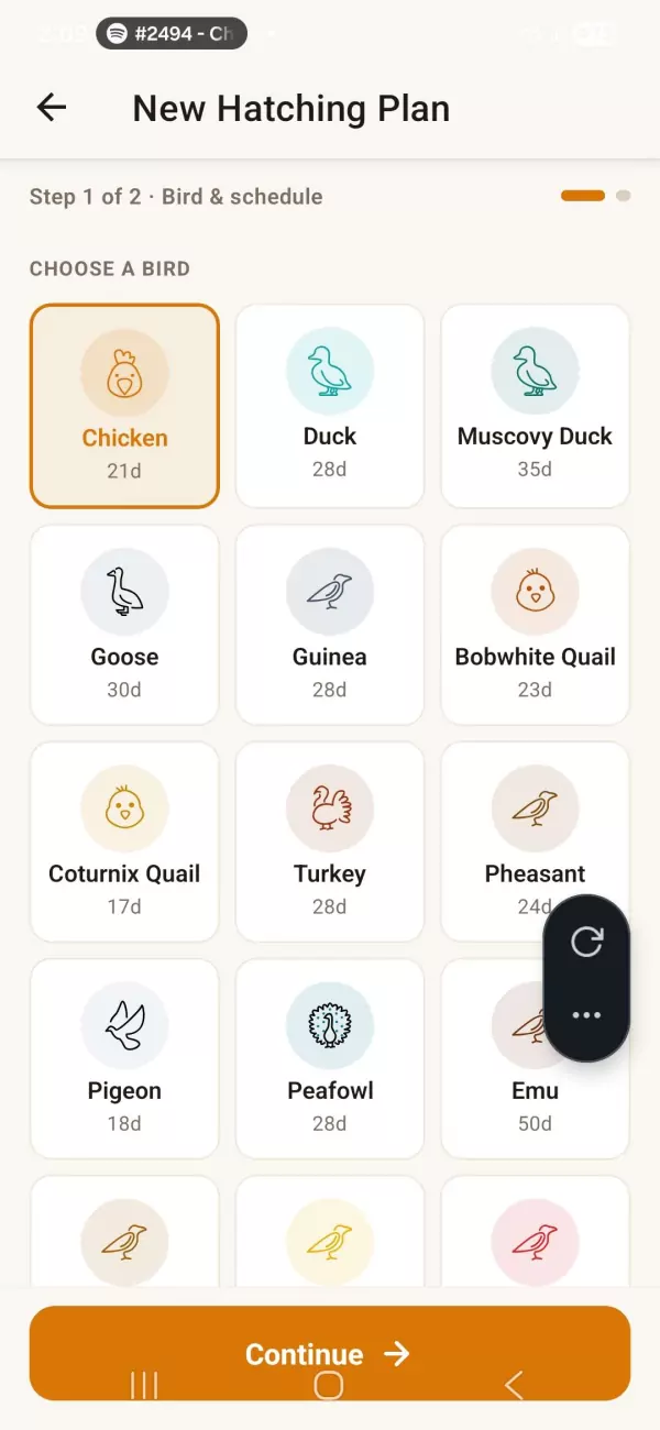 Broodi screen for choosing poultry species for a new hatch plan